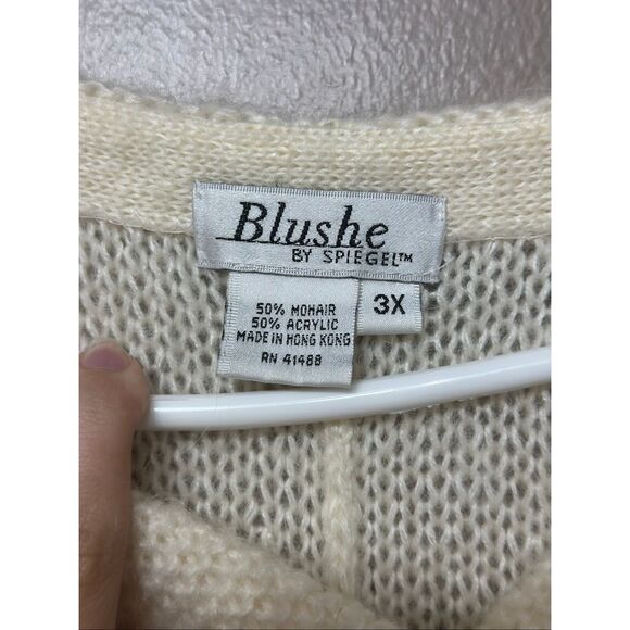 Vintage Blushe by Spiegel Mohair Blend Duster Cardigan Cream Sweater Women's 3XL - Picture 5 of 8